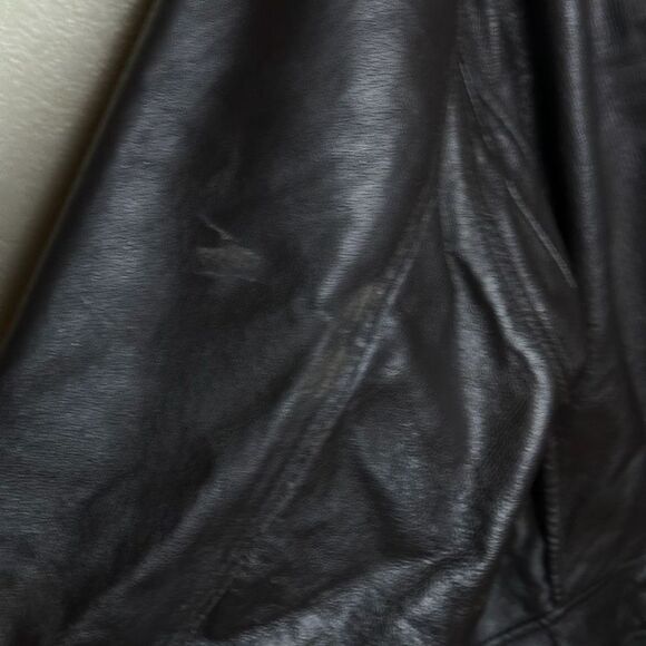 Navy Landing Leathers Dark Brown Fur Collar Genuine Leather Bomber Jacket Large - Picture 6 of 6